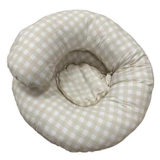 The Ultimate Body Pillow - Pregnancy & Breastfeeding Support Pillow - Gingham Beige