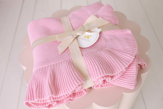 Frilly Knit Blanket Cotton Candy
