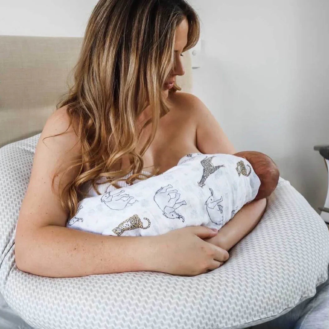 The Ultimate Body Pillow - Pregnancy & Breastfeeding Support Pillow - Gingham Beige