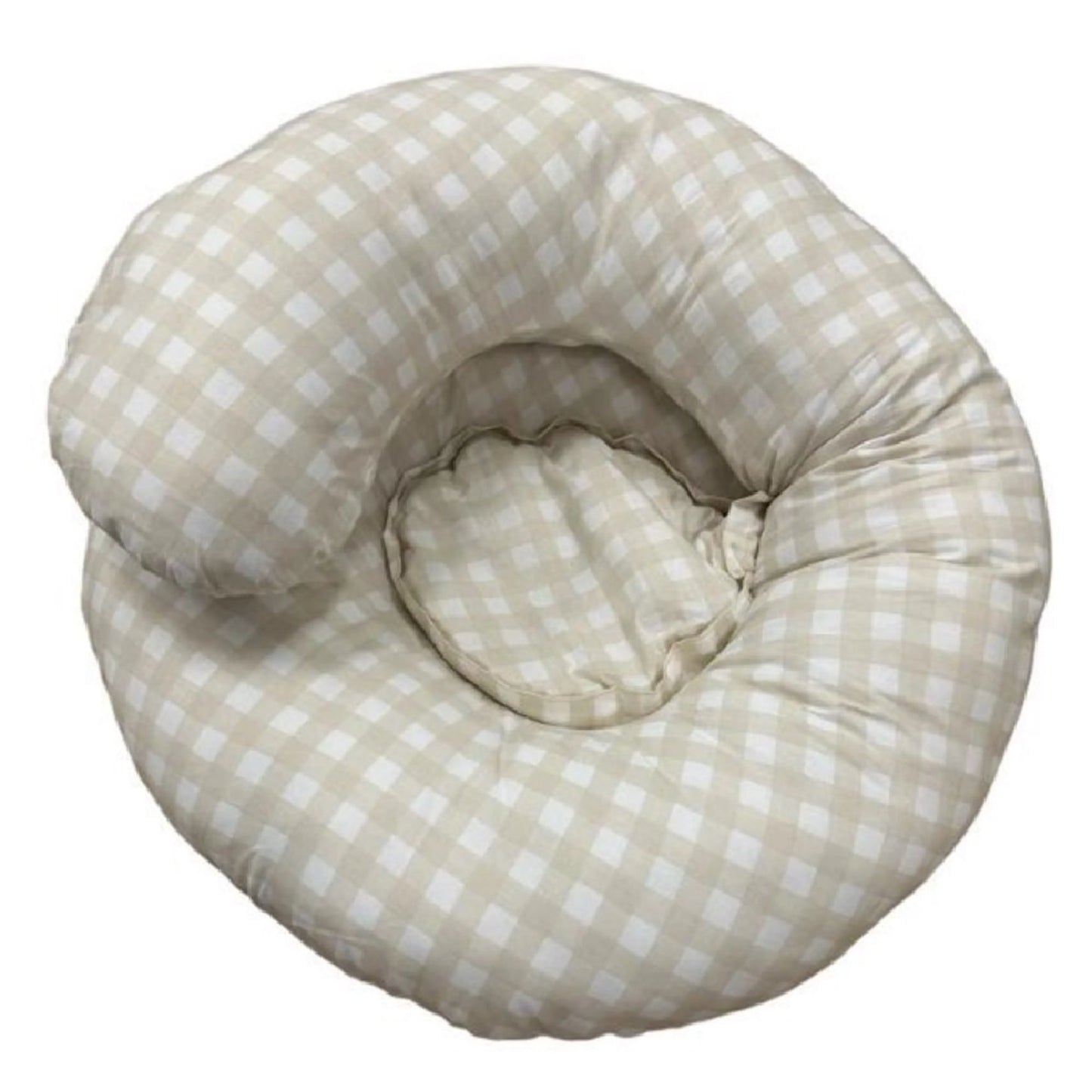 The Ultimate Body Pillow - Pregnancy & Breastfeeding Support Pillow - Gingham Beige