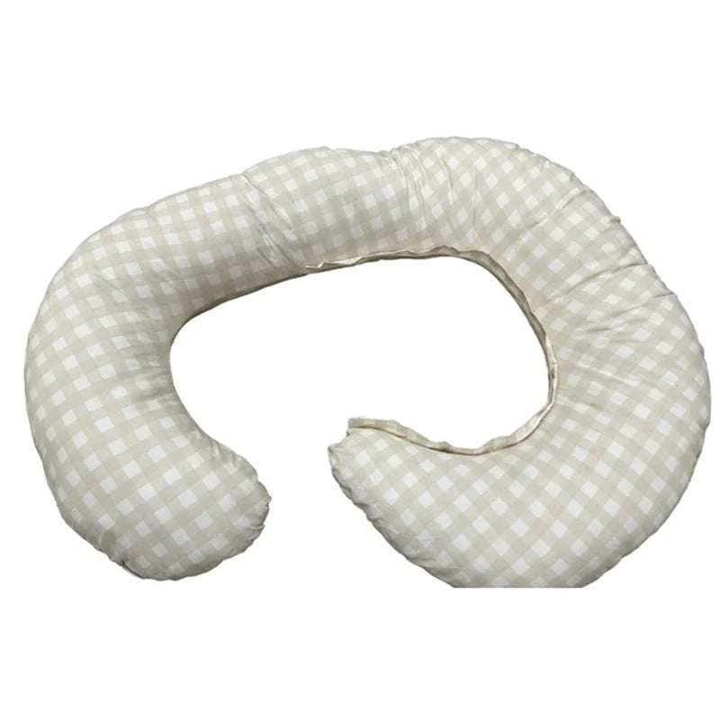 The Ultimate Body Pillow - Pregnancy & Breastfeeding Support Pillow - Gingham Beige