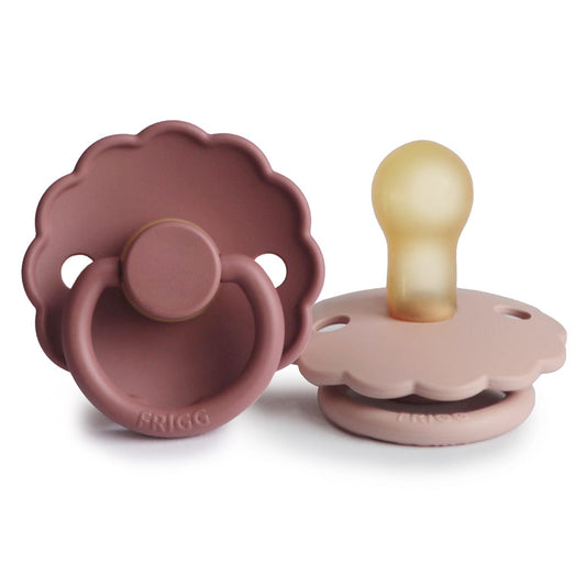 FRIGG Daisy Pacifier 2 Pack Latex - Woodchuck and Blush