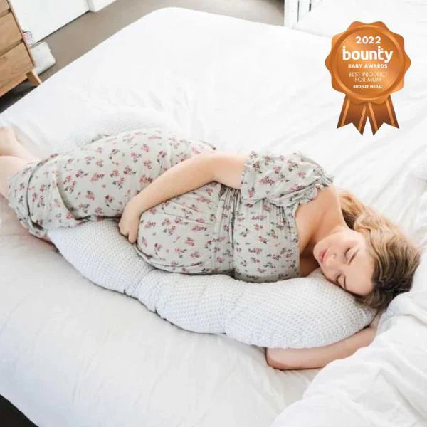 The Ultimate Body Pillow - Pregnancy & Breastfeeding Support Pillow - Gingham Beige