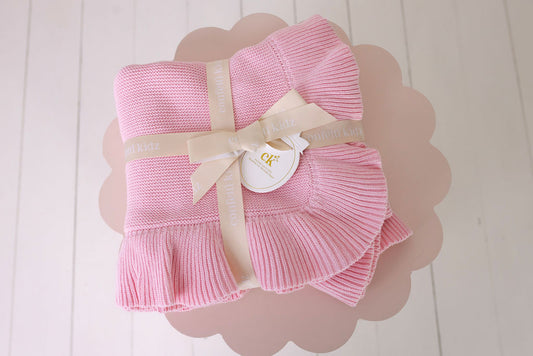Frilly Knit Blanket Cotton Candy