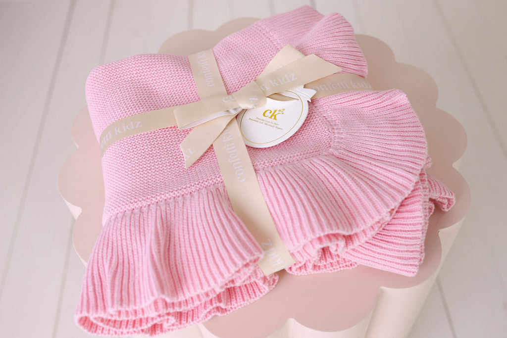 Frilly Knit Blanket Cotton Candy