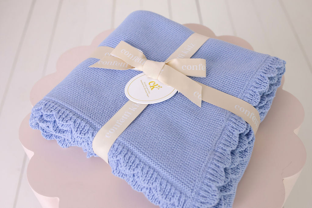 Heritage Knit Blanket Cloud Blue