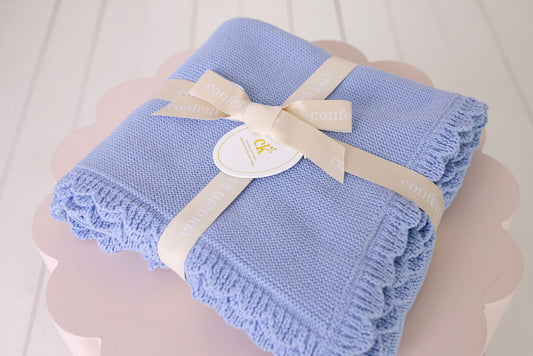 Heritage Knit Blanket Cloud Blue
