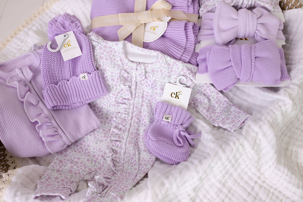 Knitted Baby Booties Lilac