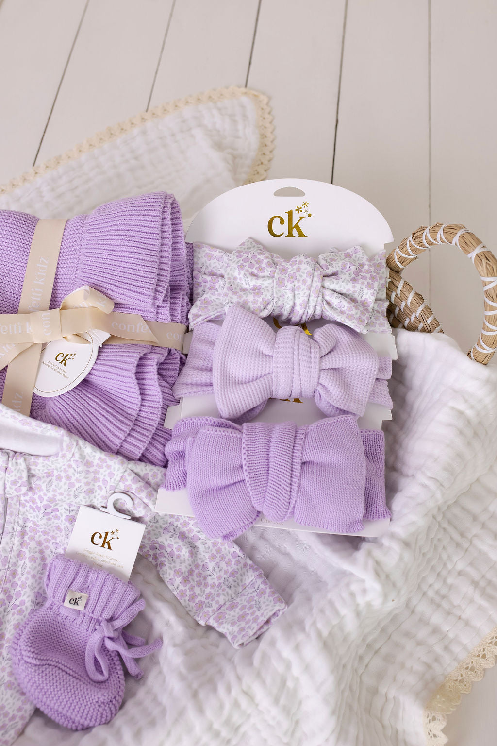 Knitted Baby Booties Lilac