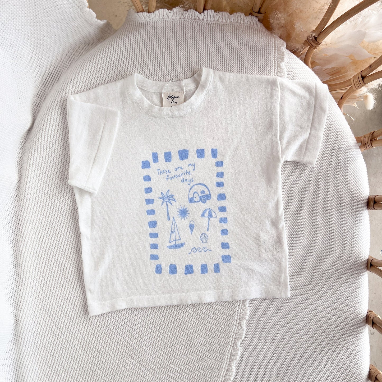 Kids 'Favourite Days' Tee - White & Blue