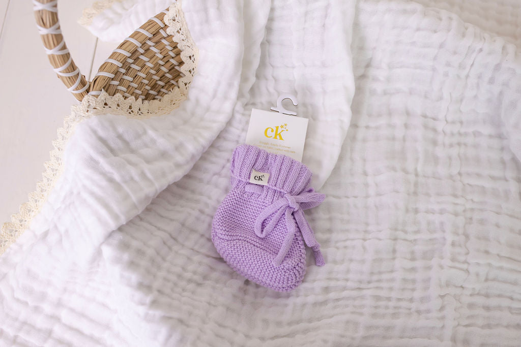 Knitted Baby Booties Lilac