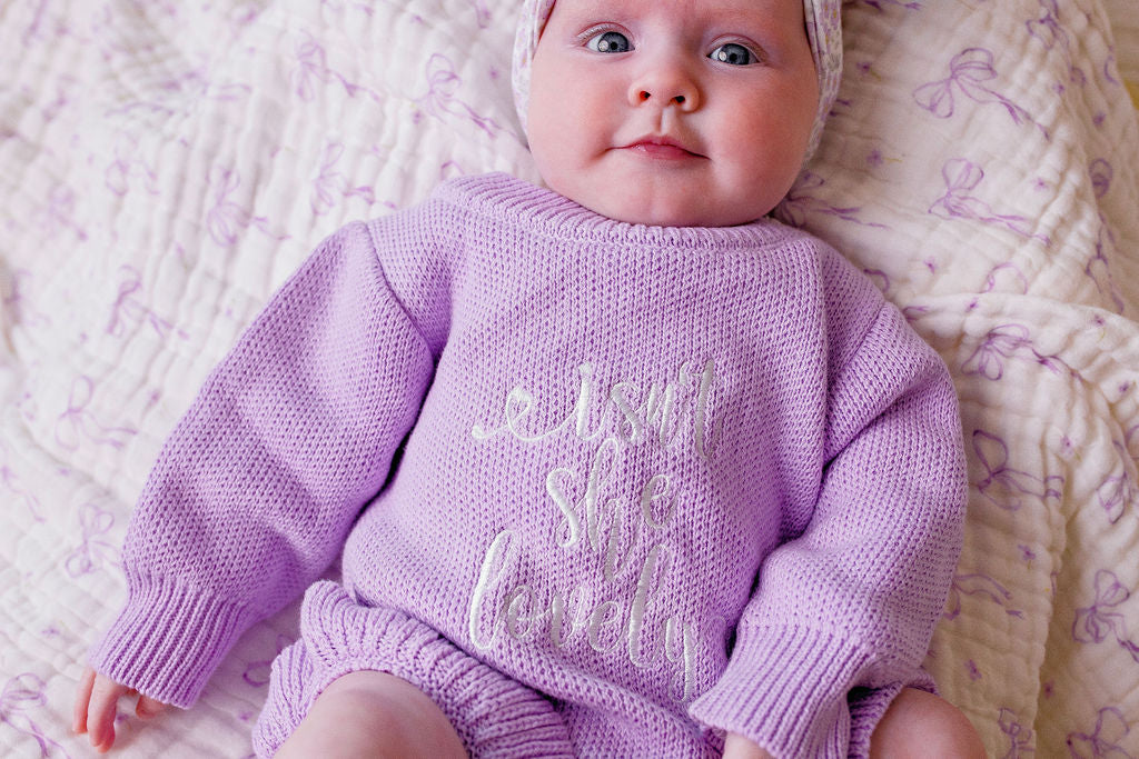 "Isn't She Lovely" Knit Romper Lilac
