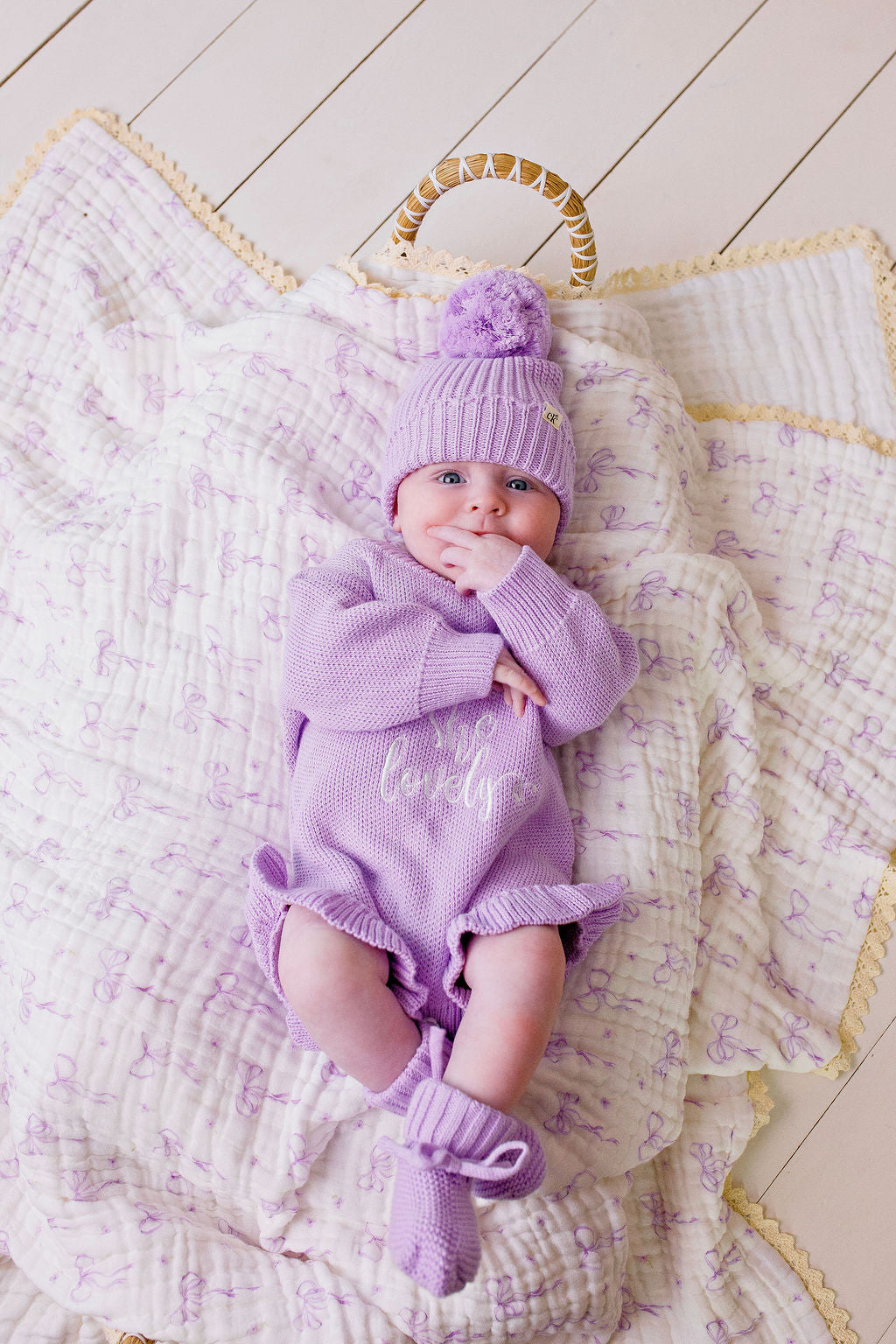 Knitted Baby Booties Lilac