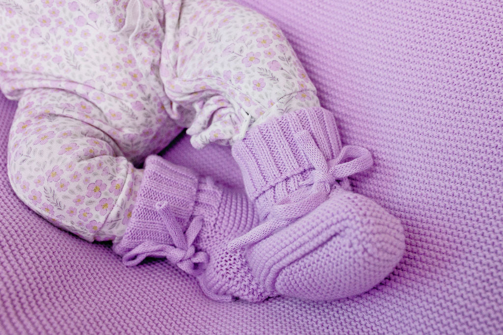Knitted Baby Booties Lilac