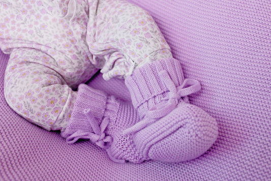 Knitted Baby Booties Lilac