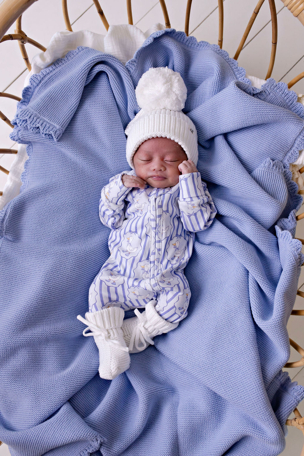 Heritage Knit Blanket Cloud Blue