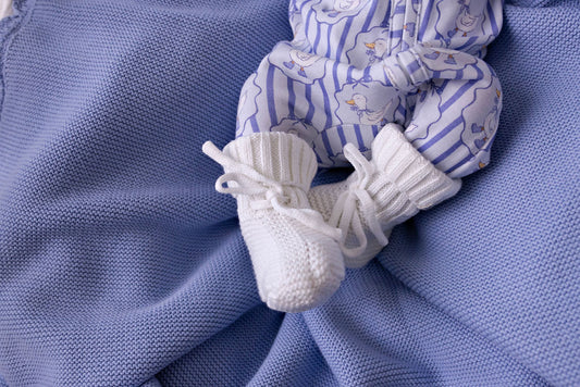 Knitted Baby Booties White