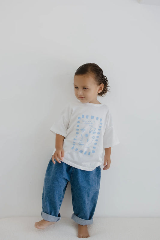 Kids 'Favourite Days' Tee - White & Blue