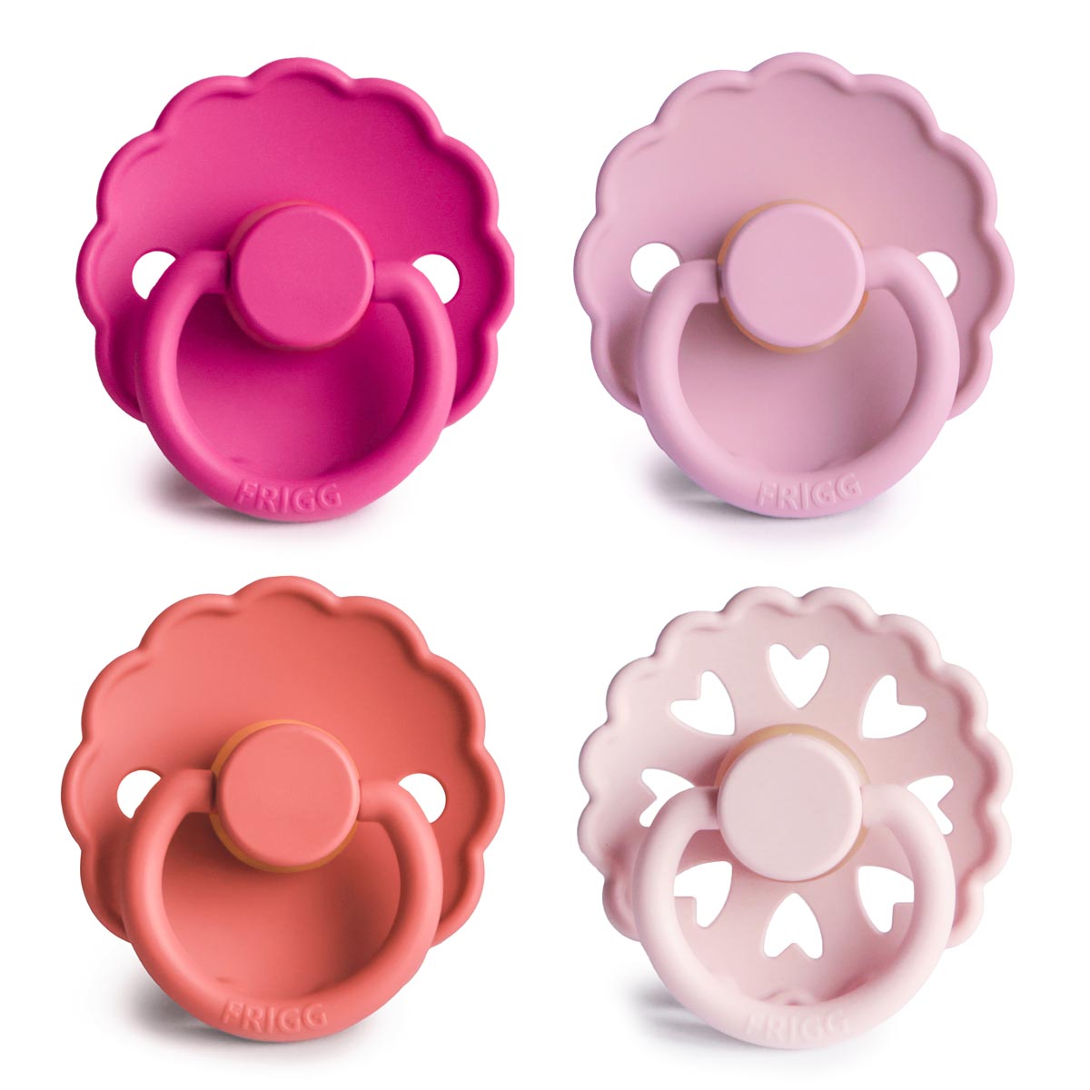 FRIGG Multi Pacifier 4 Pack Silicone - Rosy Romance