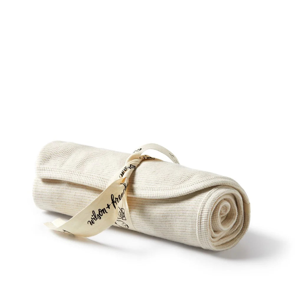 Organic Stripe Rib Bunny Rug - Oatmeal