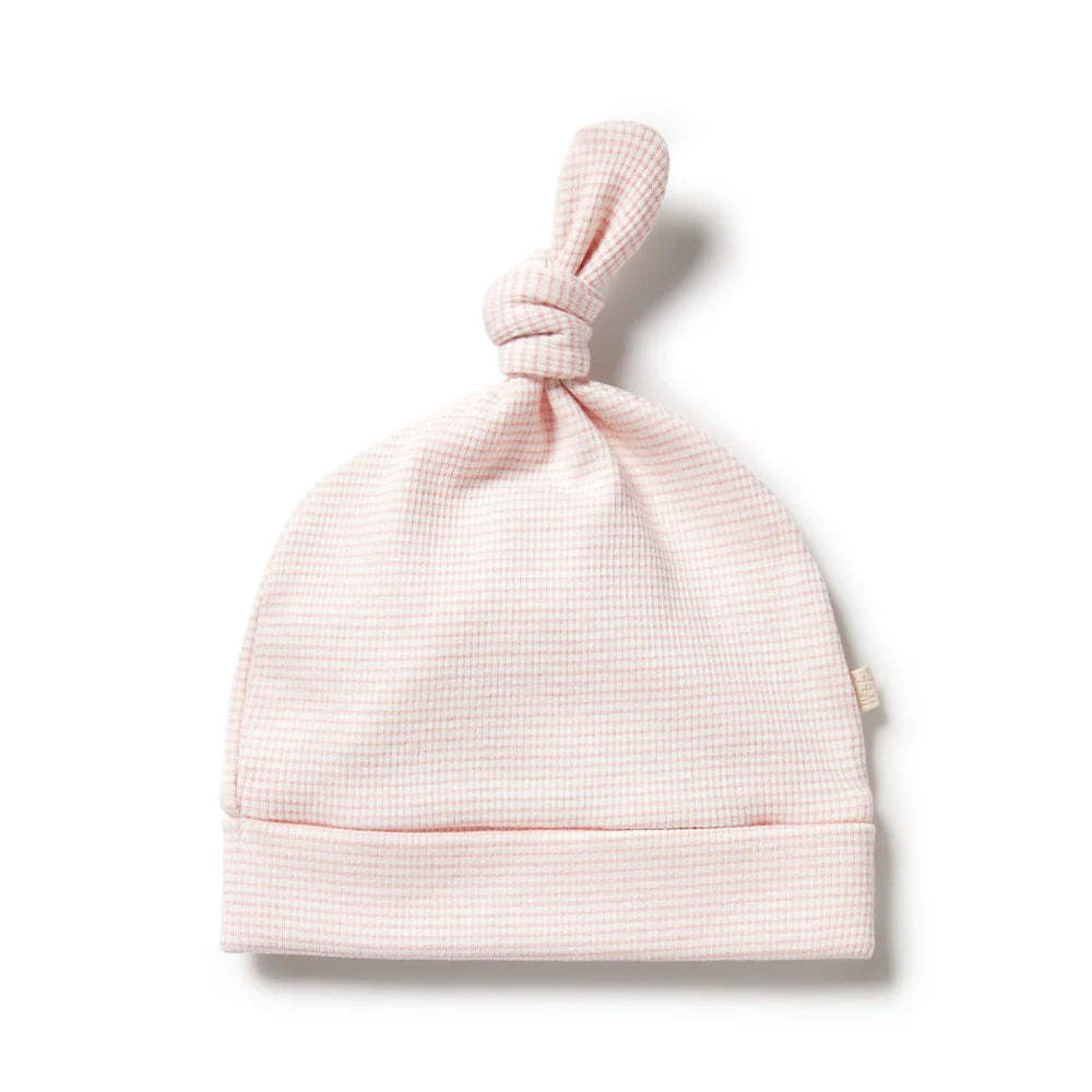 Organic Stripe Rib Knot Hat - Cantaloupe