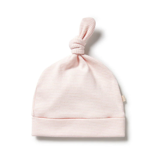 Organic Stripe Rib Knot Hat - Cantaloupe