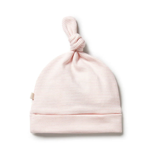 Organic Stripe Rib Knot Hat - Cantaloupe