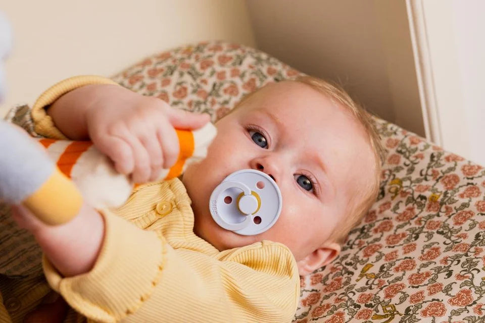 BIBS Round Pacifier Latex- Baby Blue